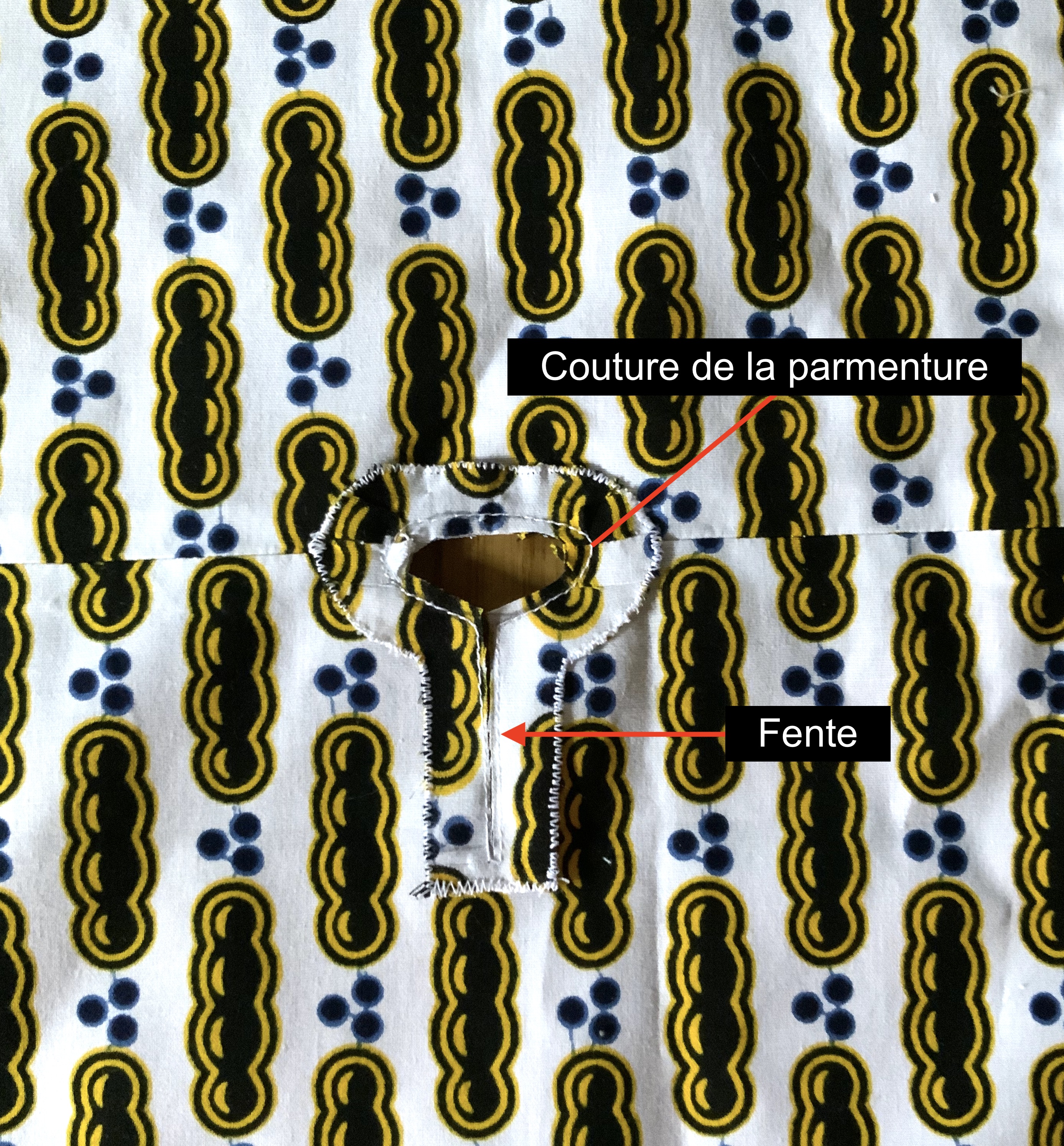 Couture parementure endroit