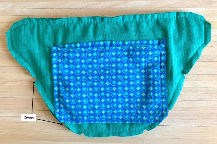 Envers du sac face tissu velours