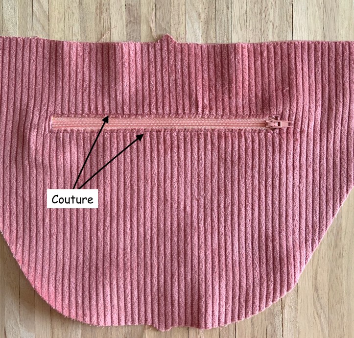 Zip arrière posé, face